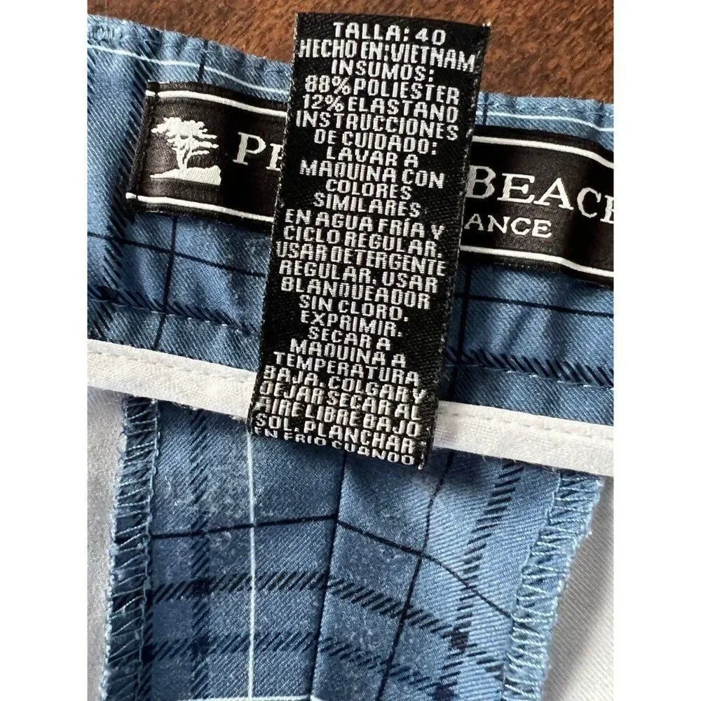 PEBBLE BEACH Performance Mens Plaid Casual Golf Shorts Blue Sz 40